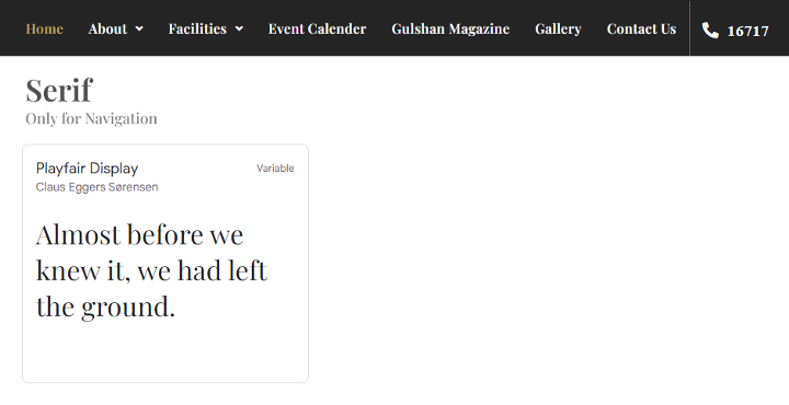 Navigation Font